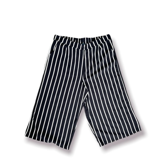 rue + pants bottoms black white stripe elastic waist flowy - Picture 3 of 4